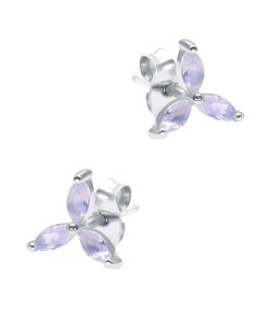 Three Petal Flower Silver Stud Earring STS-6263